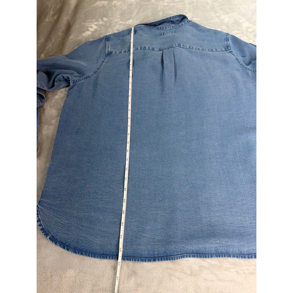 Gap Tencel Denim Utility Boyfriend Shirt Light Indigo Women's XL Double Pocket - Picture 12 of 12
